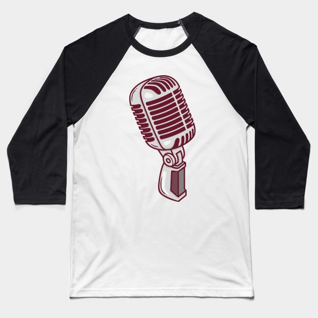 Cool Retro Microphone Baseball T-Shirt by Islanr